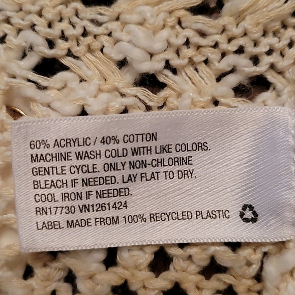 3/$30 XHILARATION Western Boho Crochet Open Front Fringe Waistcoat Sweater Vest - Picture 6 of 8